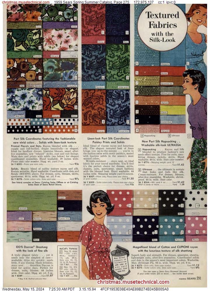 1959 Sears Spring Summer Catalog, Page 275