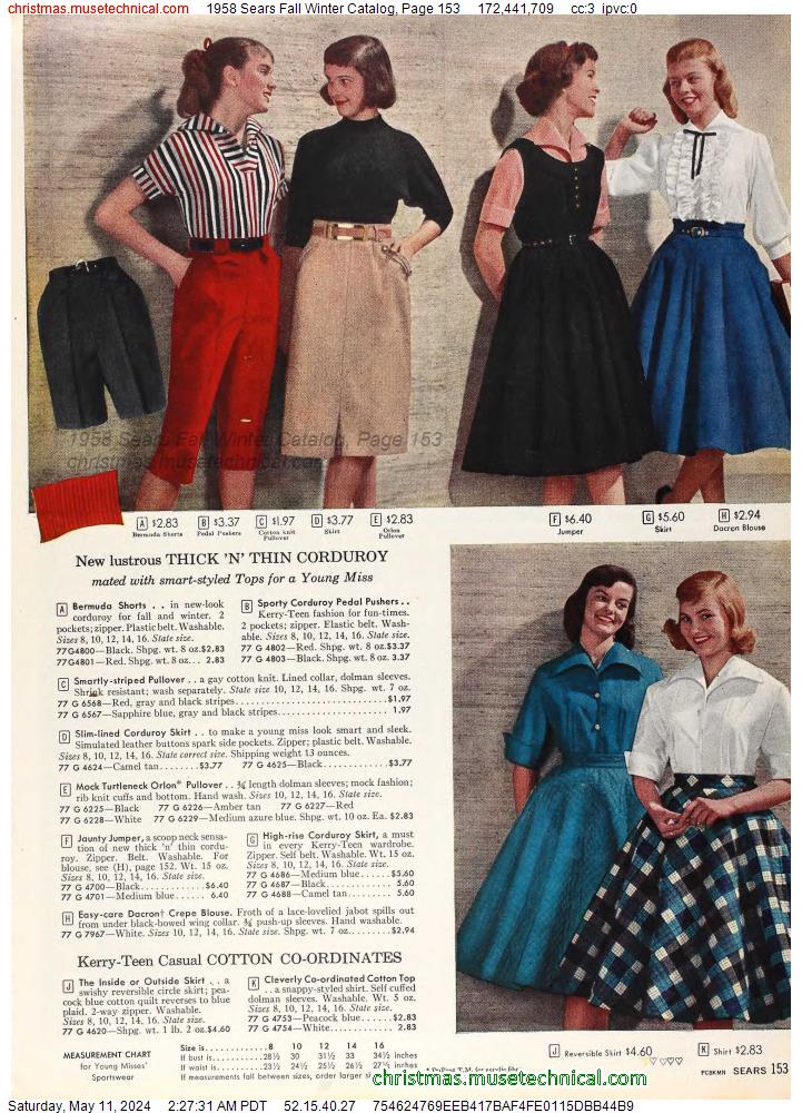 1958 Sears Fall Winter Catalog, Page 153