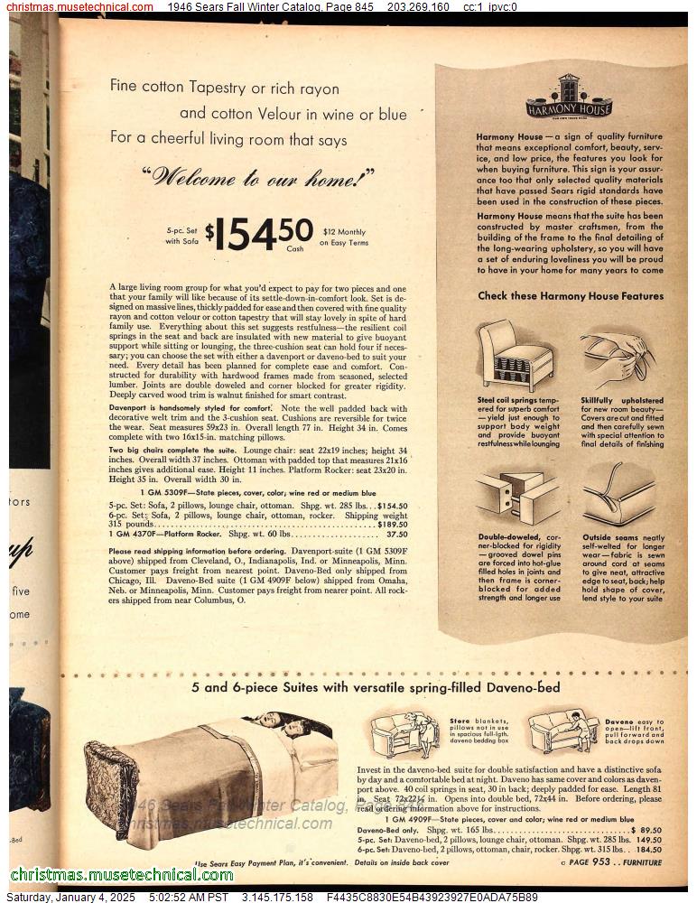 1946 Sears Fall Winter Catalog, Page 845