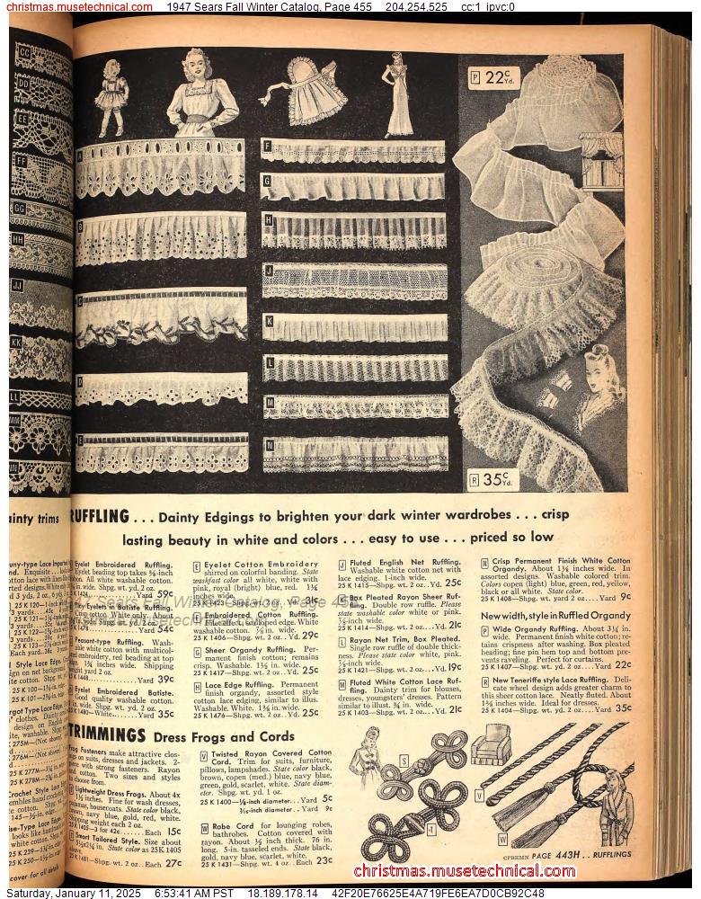 1947 Sears Fall Winter Catalog, Page 455