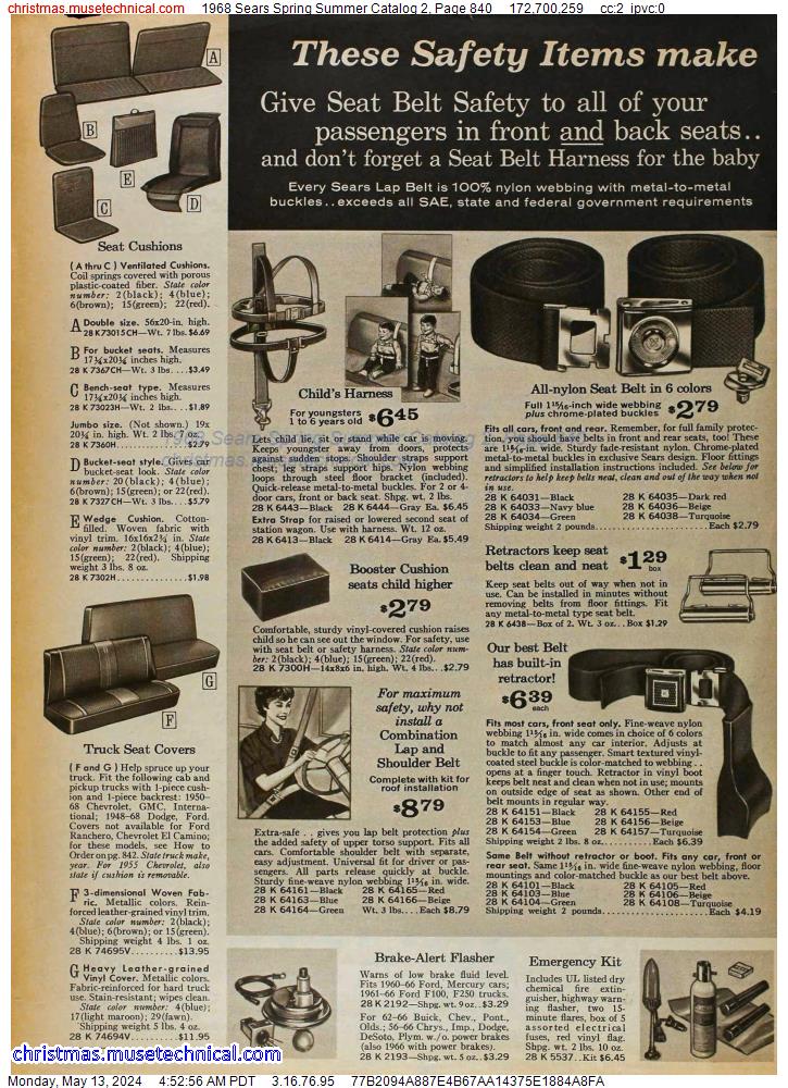 1968 Sears Spring Summer Catalog 2, Page 840