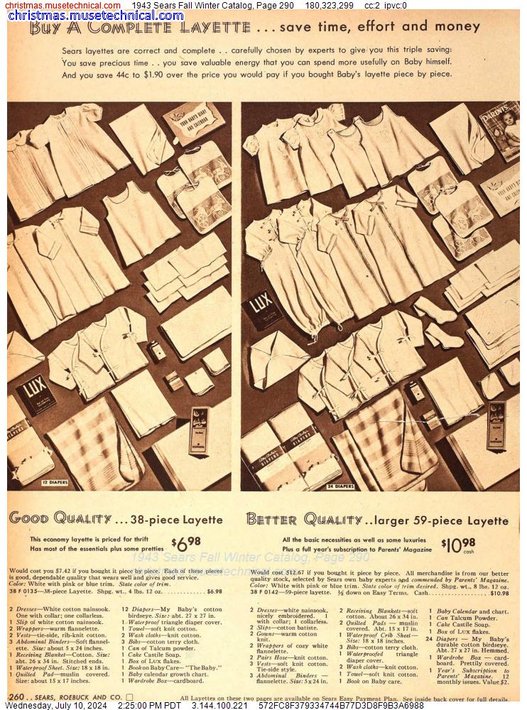 1943 Sears Fall Winter Catalog, Page 290