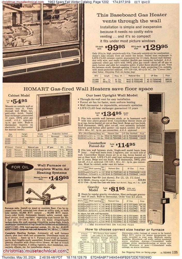 1963 Sears Fall Winter Catalog, Page 1202