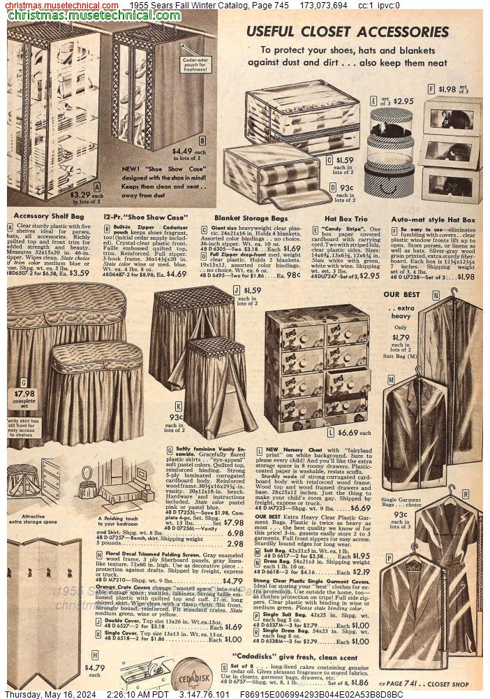 1955 Sears Fall Winter Catalog, Page 745