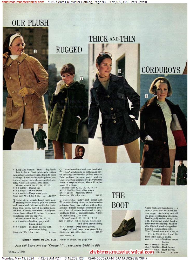 1969 Sears Fall Winter Catalog, Page 98