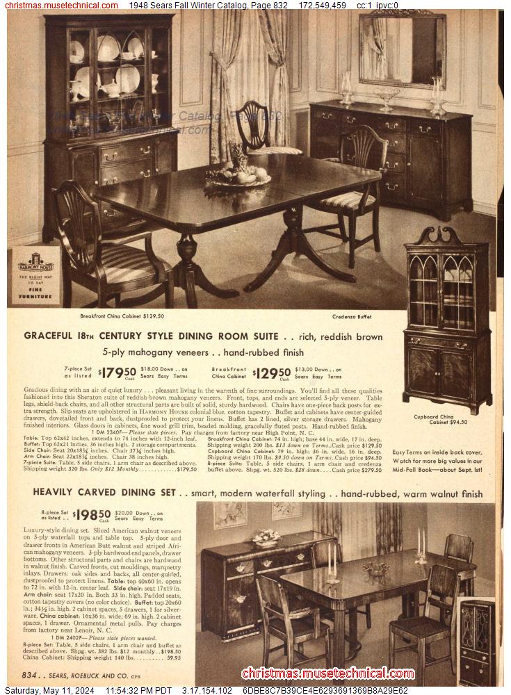 1948 Sears Fall Winter Catalog, Page 832