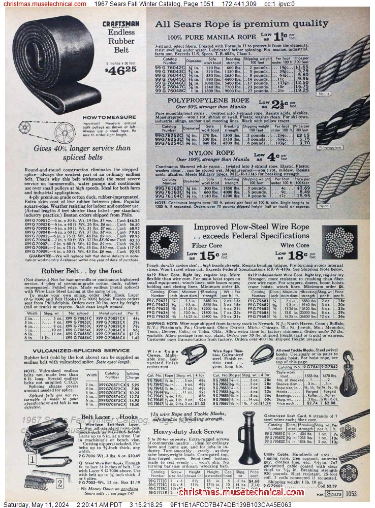 1967 Sears Fall Winter Catalog, Page 1051