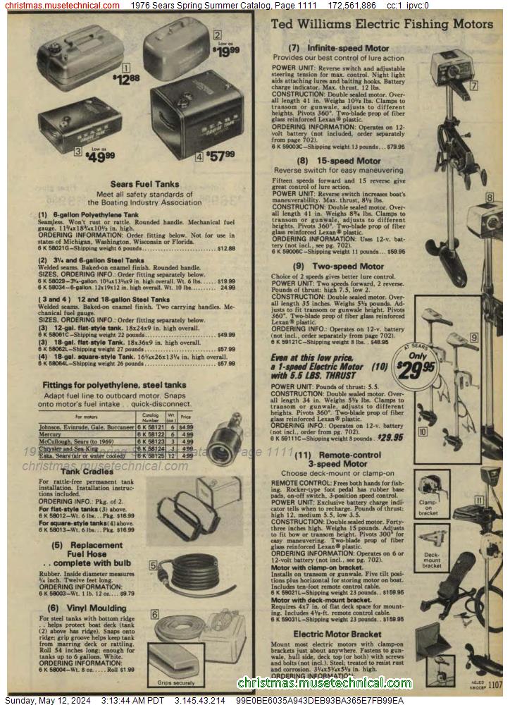 1976 Sears Spring Summer Catalog, Page 1111