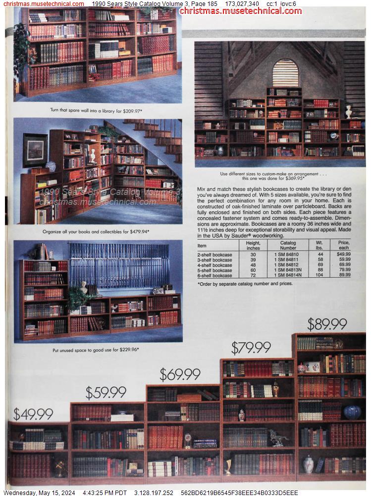 1990 Sears Style Catalog Volume 3, Page 185