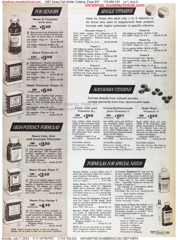 1967 Sears Fall Winter Catalog, Page 857