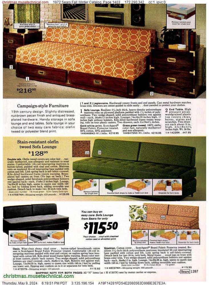1972 Sears Fall Winter Catalog, Page 1403