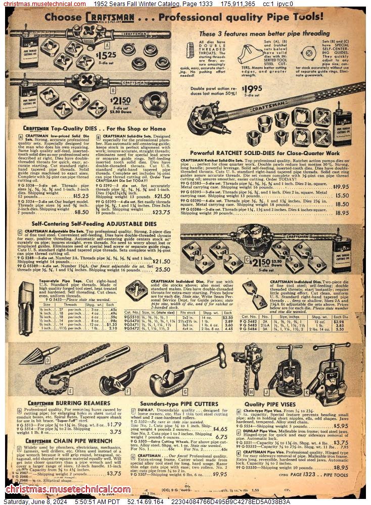 1952 Sears Fall Winter Catalog, Page 1333