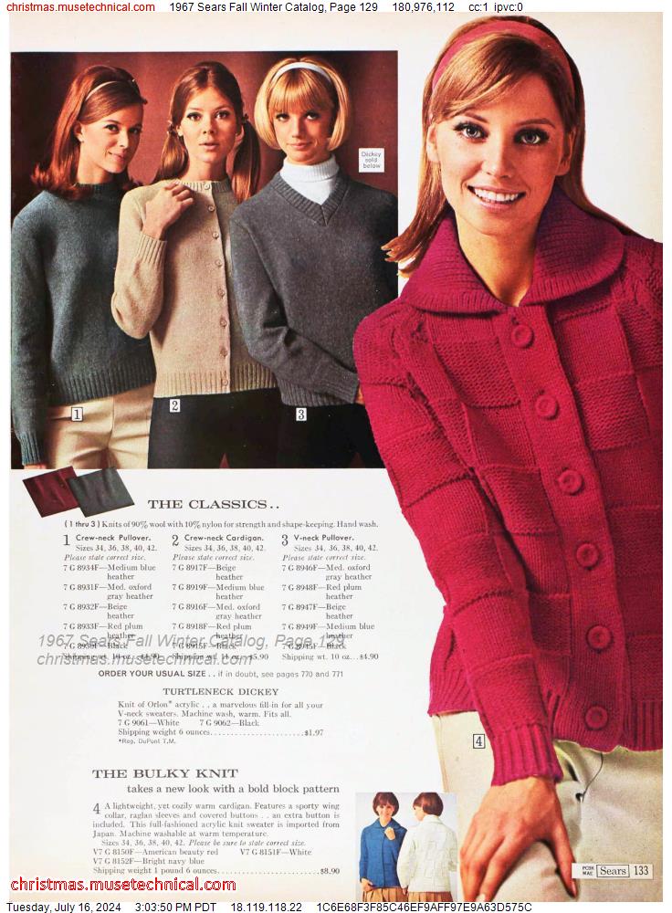 1967 Sears Fall Winter Catalog, Page 129