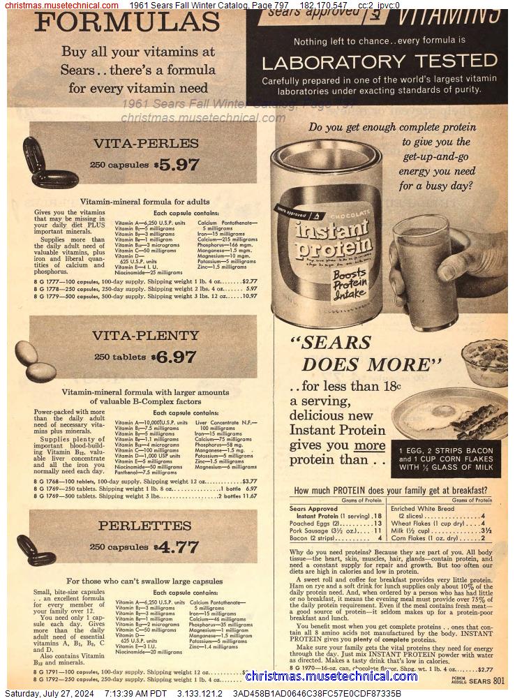 1961 Sears Fall Winter Catalog, Page 797