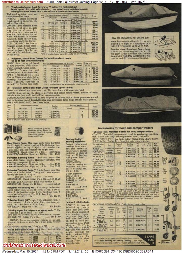 1980 Sears Fall Winter Catalog, Page 1287