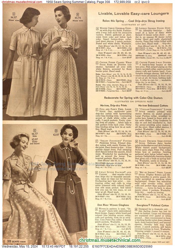 1958 Sears Spring Summer Catalog, Page 308