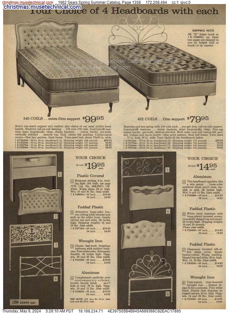 1962 Sears Spring Summer Catalog, Page 1358