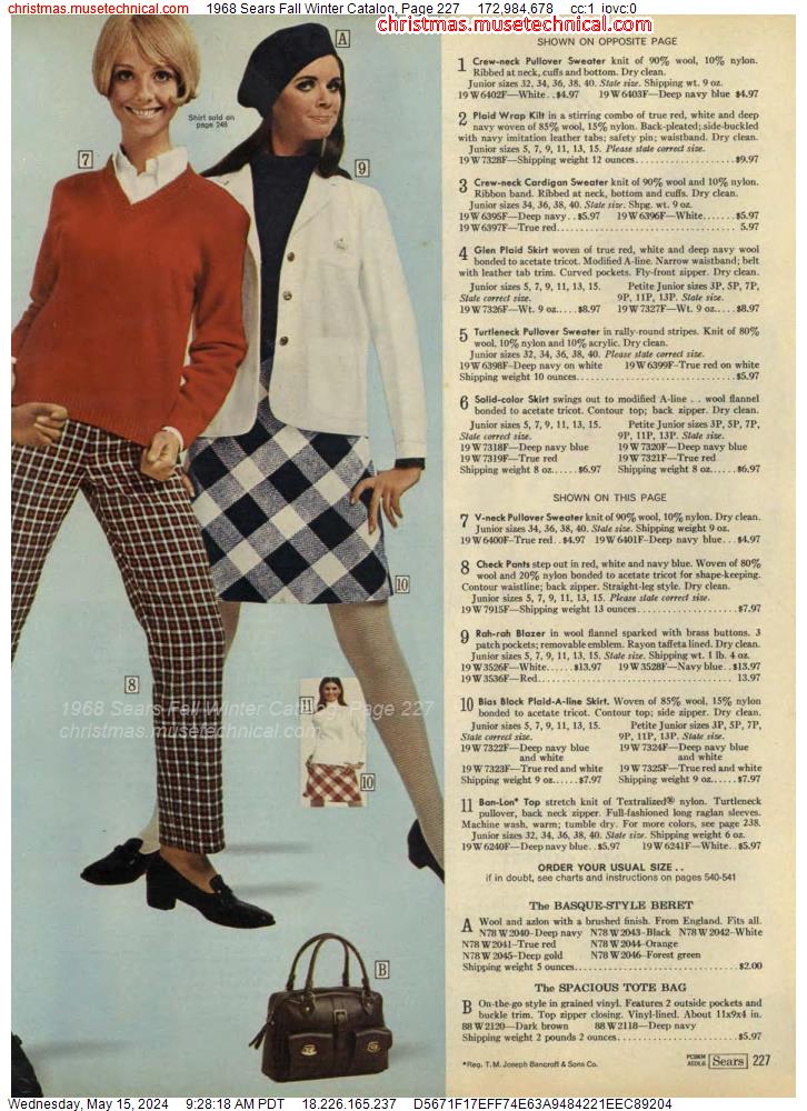 1968 Sears Fall Winter Catalog, Page 227