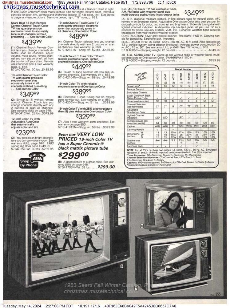 1983 Sears Fall Winter Catalog, Page 851