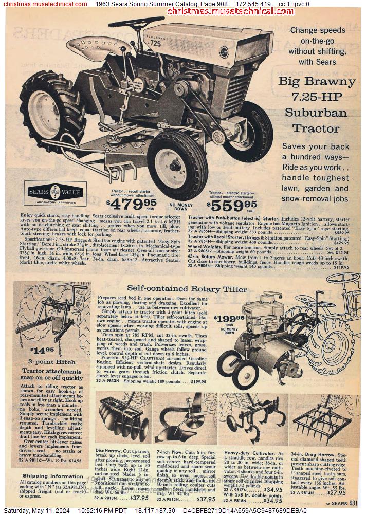 1963 Sears Spring Summer Catalog, Page 908