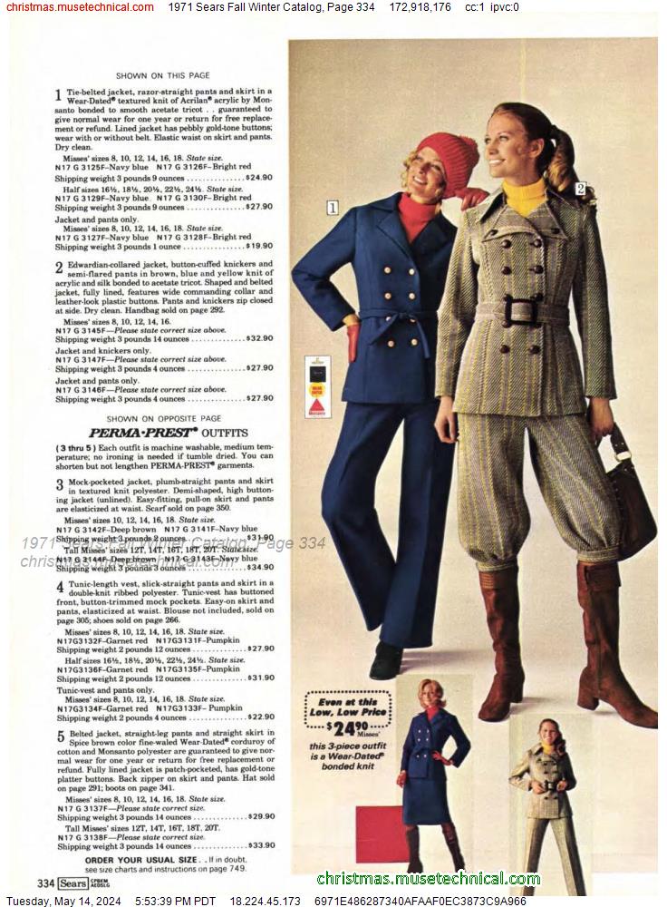 1971 Sears Fall Winter Catalog, Page 334