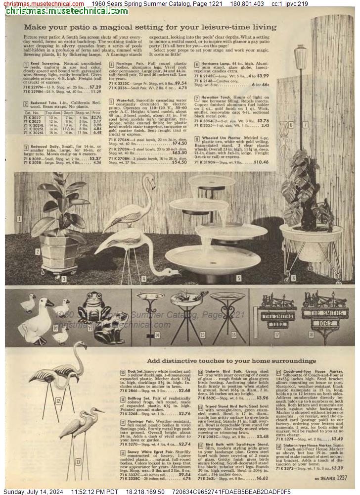 1960 Sears Spring Summer Catalog, Page 1221