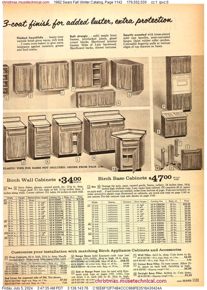 1962 Sears Fall Winter Catalog, Page 1142