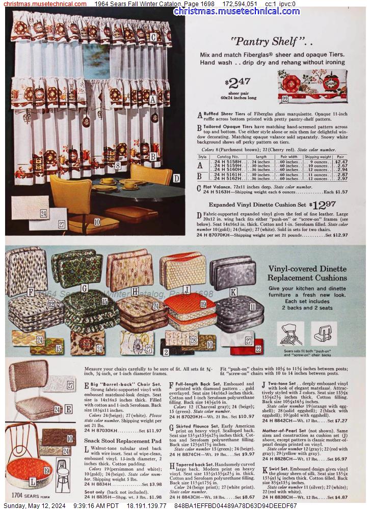 1964 Sears Fall Winter Catalog, Page 1698