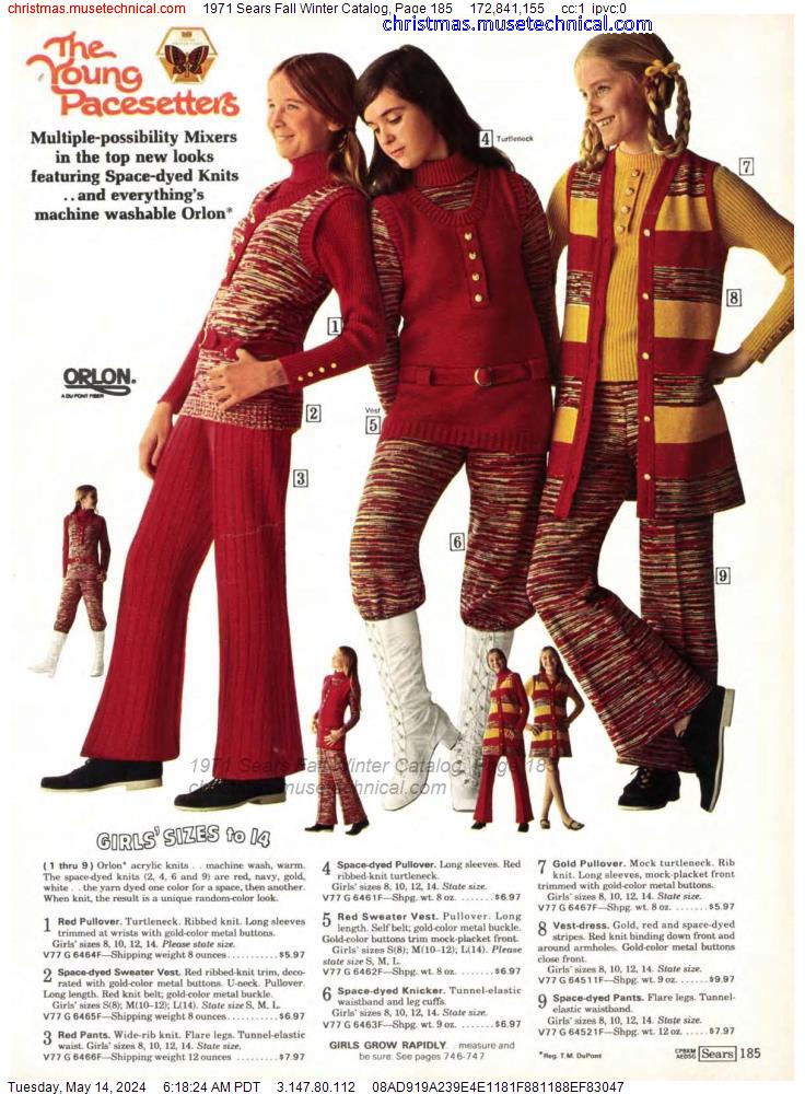 1971 Sears Fall Winter Catalog, Page 185