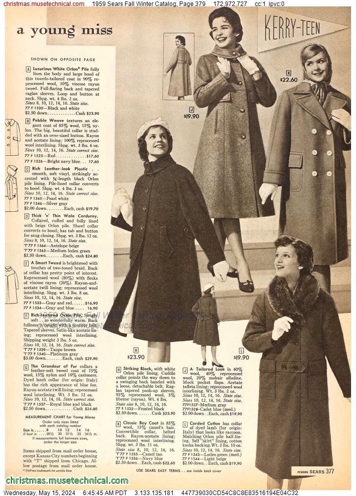 1959 Sears Fall Winter Catalog, Page 379