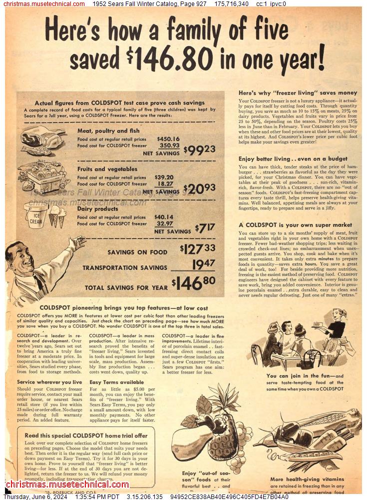 1952 Sears Fall Winter Catalog, Page 927