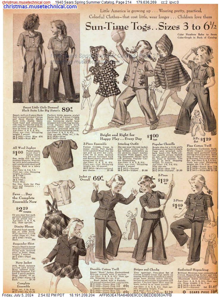 1940 Sears Spring Summer Catalog, Page 214