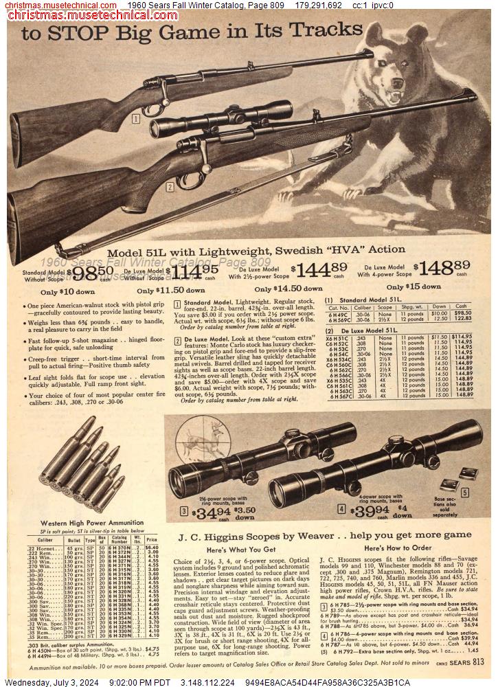 1960 Sears Fall Winter Catalog, Page 809