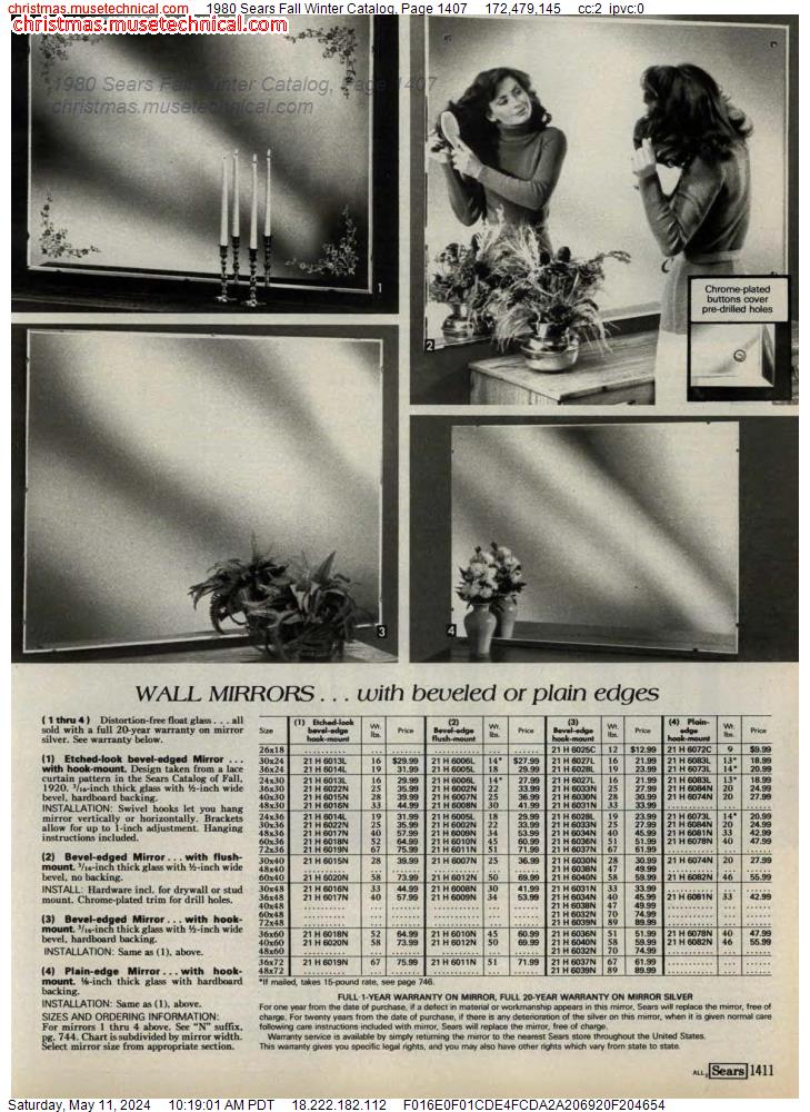 1980 Sears Fall Winter Catalog, Page 1407