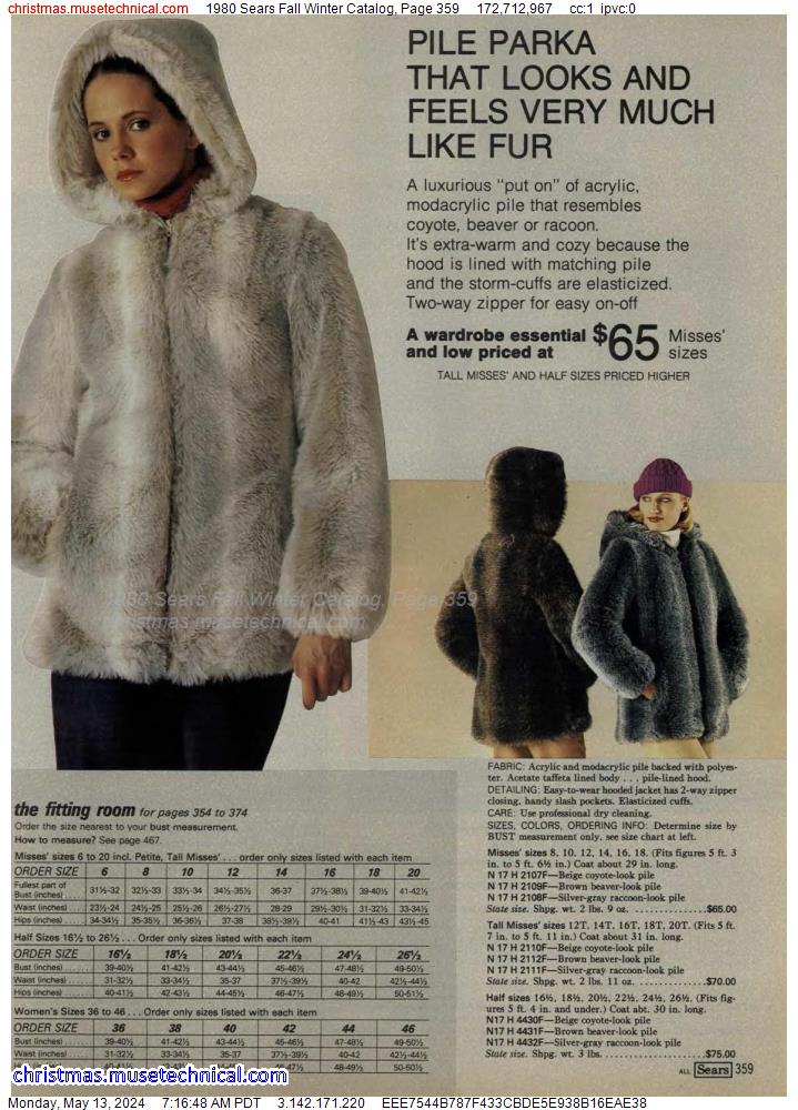 1980 Sears Fall Winter Catalog, Page 359