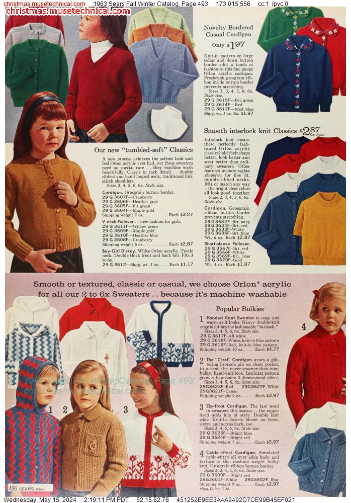 1963 Sears Fall Winter Catalog, Page 493