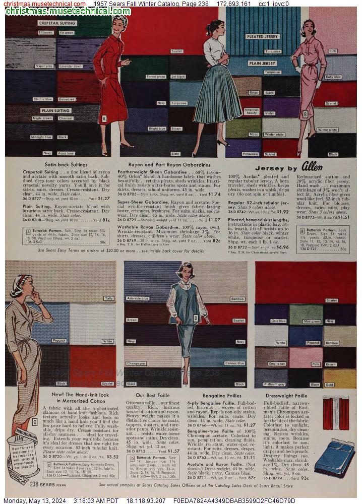 1957 Sears Fall Winter Catalog, Page 238