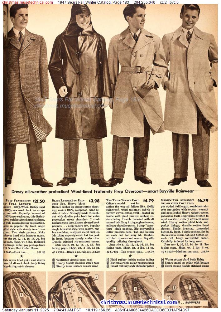 1947 Sears Fall Winter Catalog, Page 183