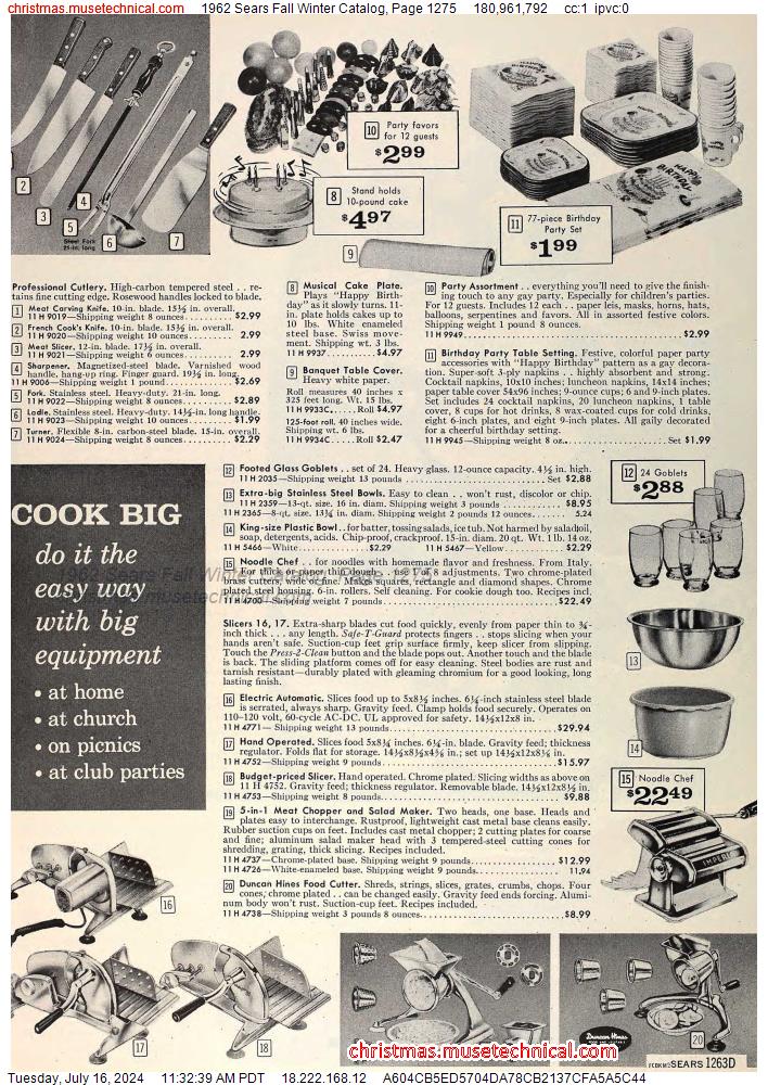 1962 Sears Fall Winter Catalog, Page 1275