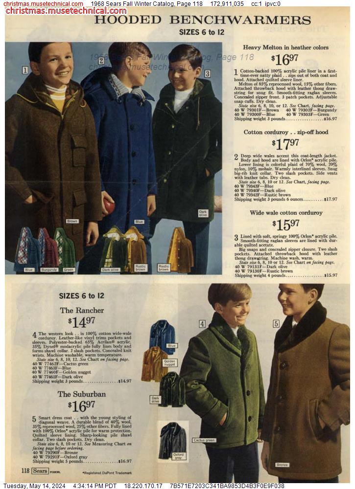 1968 Sears Fall Winter Catalog, Page 118