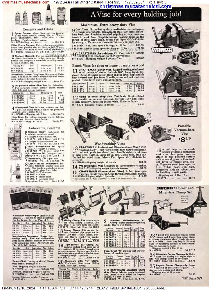 1972 Sears Fall Winter Catalog, Page 935