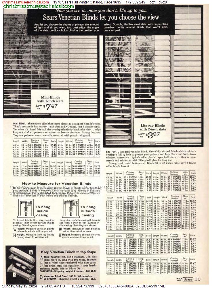 1970 Sears Fall Winter Catalog, Page 1615