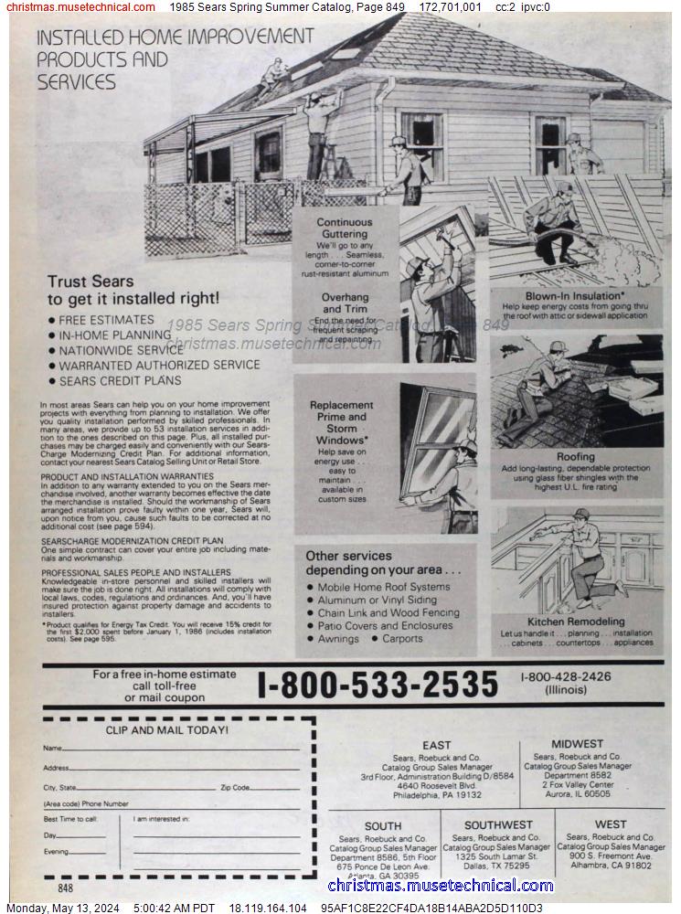 1985 Sears Spring Summer Catalog, Page 849