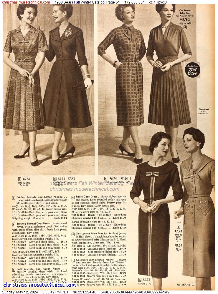 1958 Sears Fall Winter Catalog, Page 51
