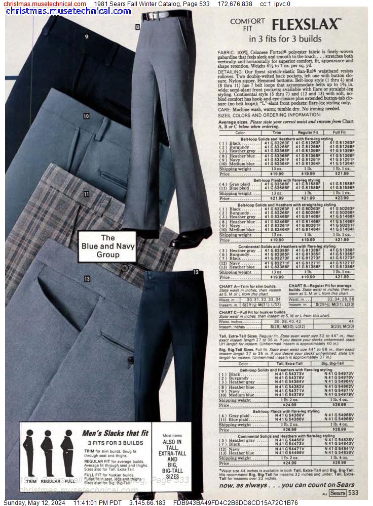 1981 Sears Fall Winter Catalog, Page 533