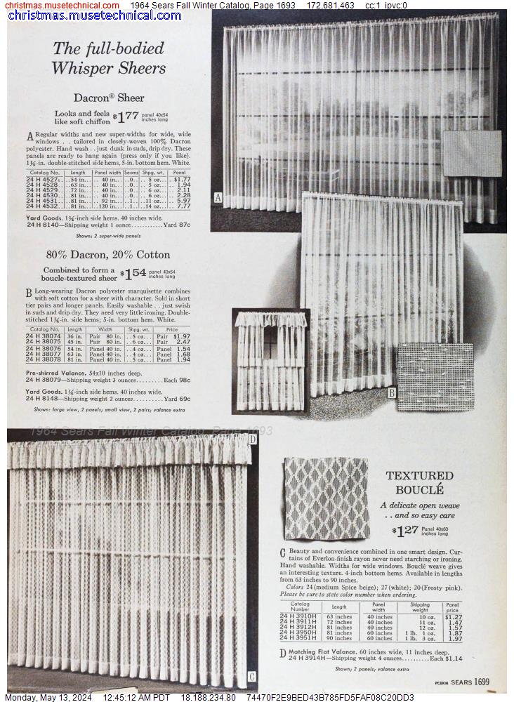1964 Sears Fall Winter Catalog, Page 1693