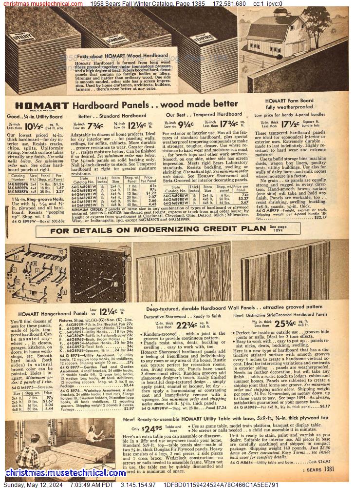 1958 Sears Fall Winter Catalog, Page 1385