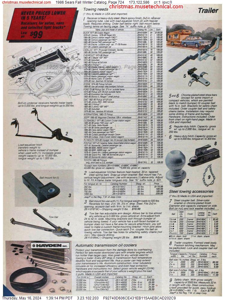 1986 Sears Fall Winter Catalog, Page 724