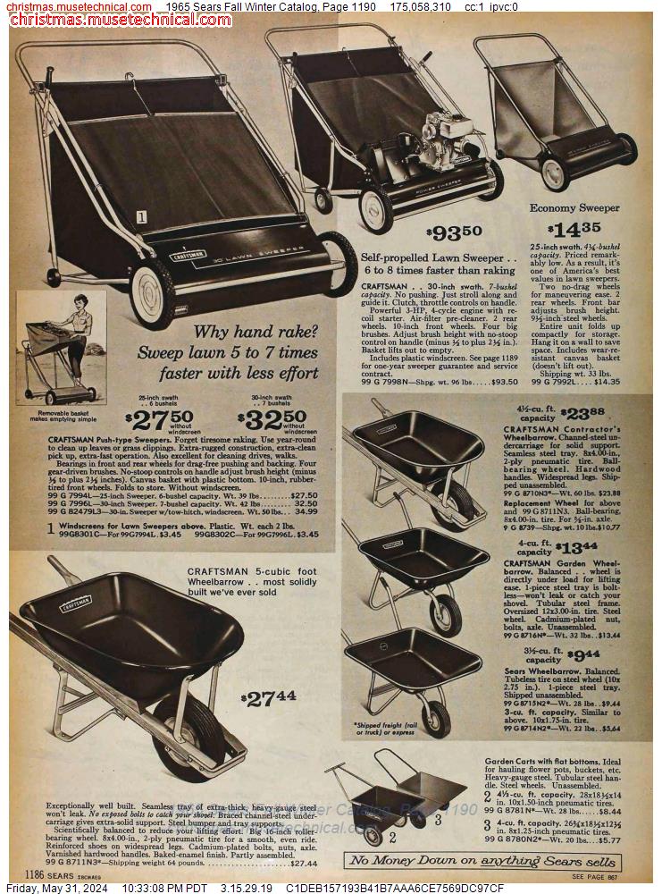 1965 Sears Fall Winter Catalog, Page 1190