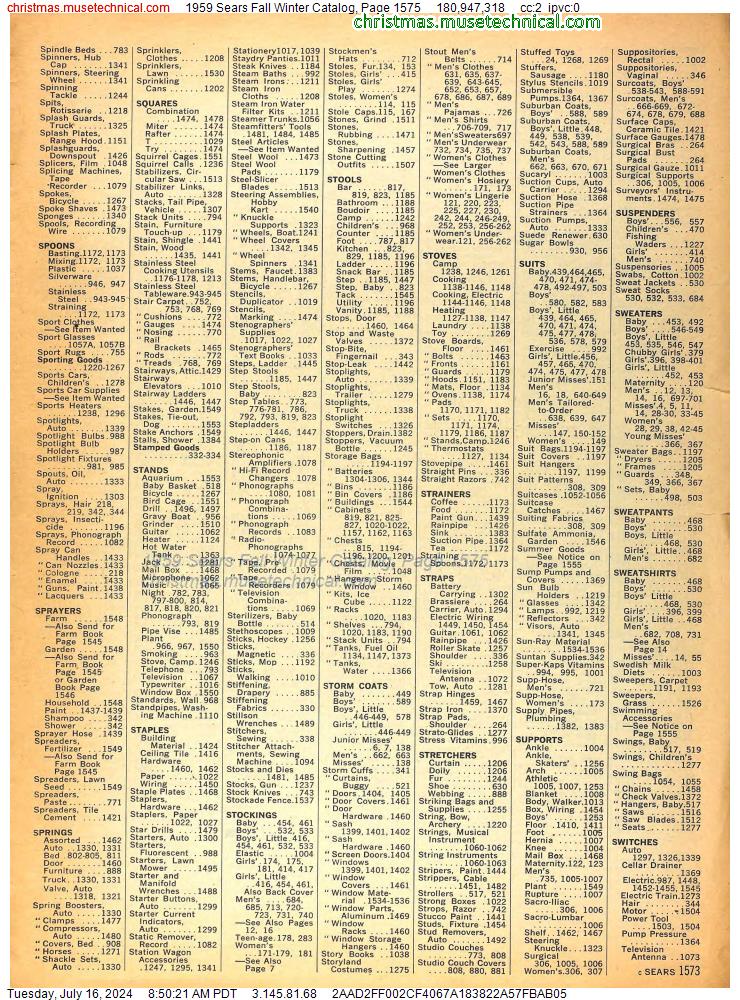 1959 Sears Fall Winter Catalog, Page 1575